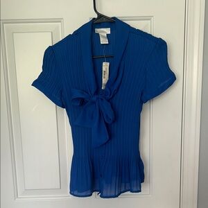 Blue Women's Top with Bow Detail